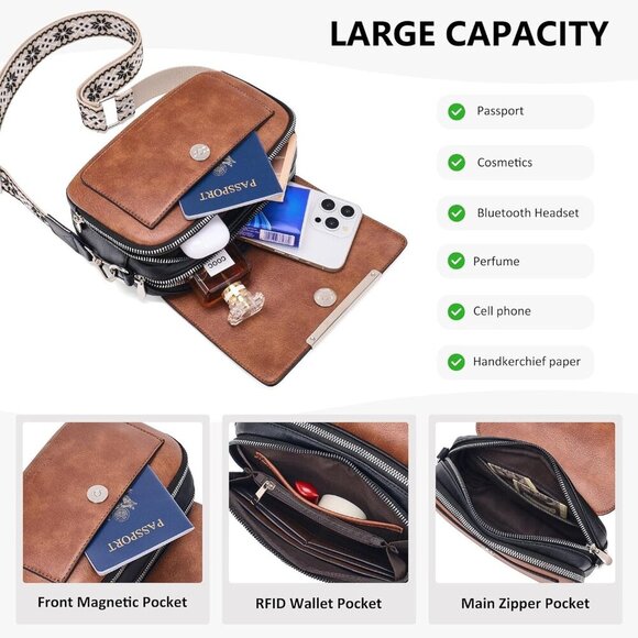 Crossbody Bags for Women Small Crossbody Wallet Purses with Card Slots Leather S - Picture 4 of 7